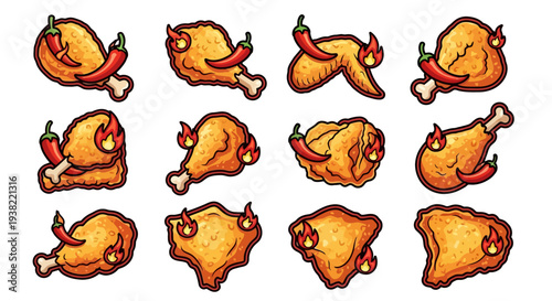 Roasted Chicken Meat Food Illustration.