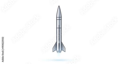 Silver Rocket Ship Illustration Isolated.
