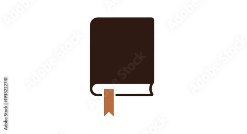 Brown Book with Bookmark Illustration.