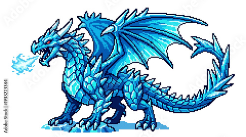 Majestic Ice Dragon Breathing Frosty Mist.