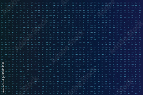 A flowing matrix of vibrant blue binary code numbers populates the surface with a deep to light gradient