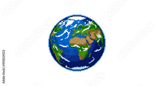 Vibrant Earth Globe with Continents and Oceans Detailed View.