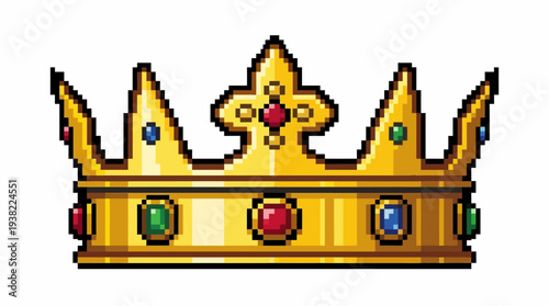 Golden Pixel Crown Symbol of Royalty and Power.