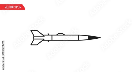 Simple Black and White Missile Illustration.