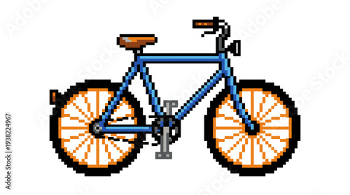 Pixel Art Bicycle Illustration.