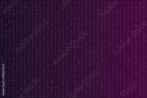 A luxurious purple and dark violet gradient showcases an elaborate pattern of digital binary code