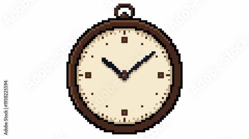 Pixel Art Pocket Watch Displaying Time.