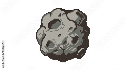 Pixel Art Asteroid Space Rock Illustration.