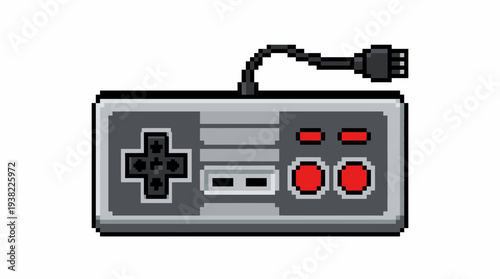 Retro Pixel Art Video Game Controller Icon.
