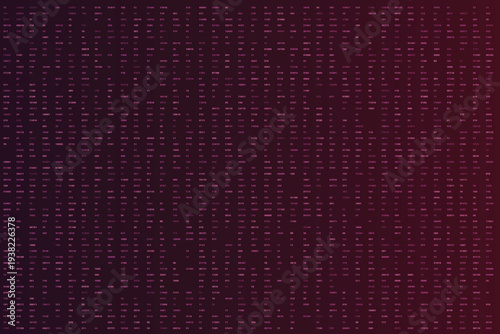 A rich deep purple fading into dark black displays an intricate numerical binary code pattern