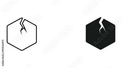 Hexagon Break Icon Damaged Fragment Concept