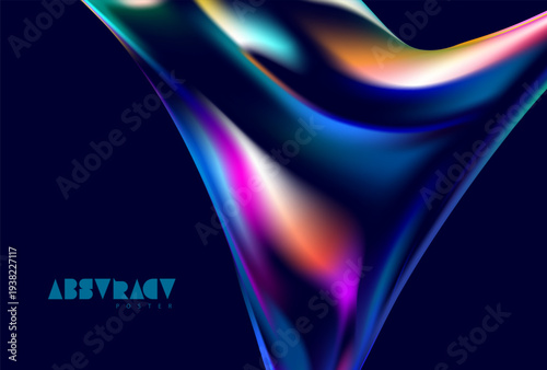 Abstract background of luminescent liquid bubbles. Wavy glass wallpaper.