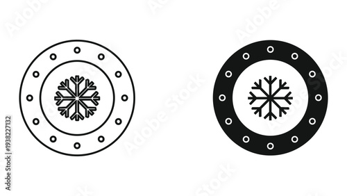 Snowflake Circle Icon Winter Weather Emblem