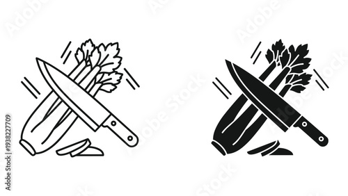 Celery Knife Chopping Food Preparation Kitchen Ingredient