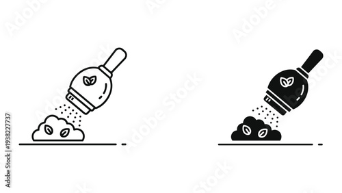 Gardening Sprinkler Soil Seeds Icon Growth Concept