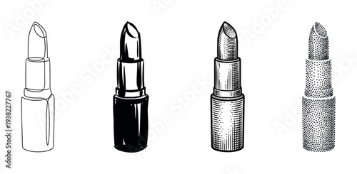 Lipstick illustrations in various artistic styles offer a diverse collection of beauty product depictions for design projects.