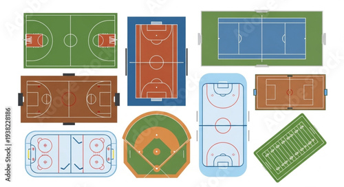 Collection of Top Down Sports Fields and Courts.