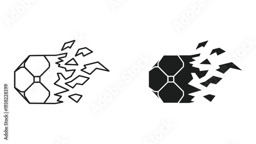 Soccer Ball Breaking Apart Motion Graphic Concept