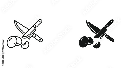 Knife Beans Food Preparation Icon Symbol