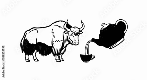 Yak pouring tea into a cup