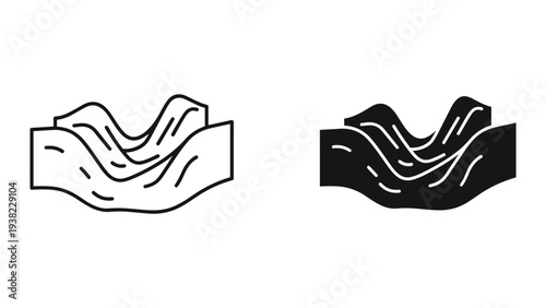 River Landscape Abstract Icon Flowing Water