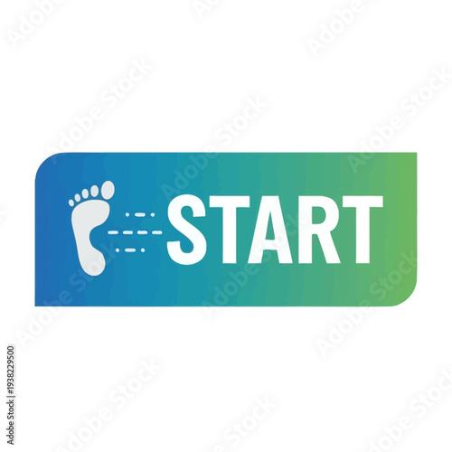 Start button with footprint icon on a blue-green gradient background