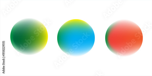 Set color circle gradient noise gradation. Abstract colorful watercolor blur mesh on isolated transparent background. Circle shape png.