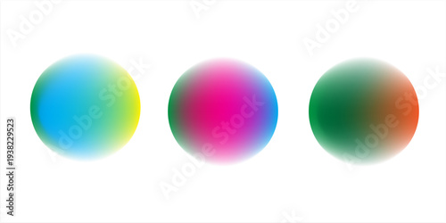 Set color circle gradient noise gradation. Abstract colorful watercolor blur mesh on isolated transparent background. Circle shape png.