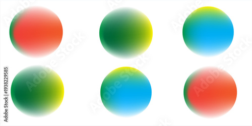 Set color circle gradient noise gradation. Abstract colorful watercolor blur mesh on isolated transparent background. Circle shape png.