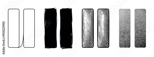 Pause symbols in various artistic graphic styles, illustrating different visual representations of stopping media.