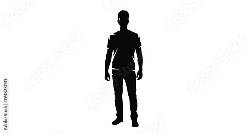 A silhouette of a man standing in a neutral position