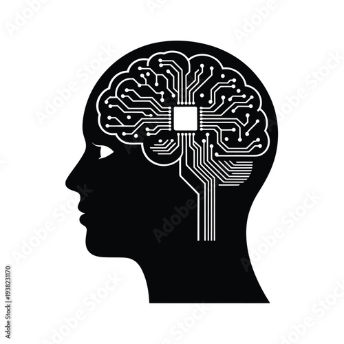 A human head silhouette filled with circuitry representing artificial intelligence