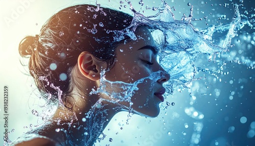 Wallpaper Mural Woman with Water Splashing on Her Face. Torontodigital.ca