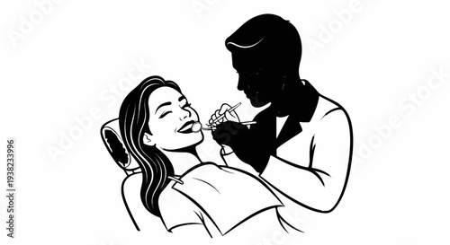 Dental check-up with dentist examining patient's teeth