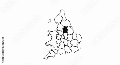 Blackened region on a map of England, highlighting a specific area