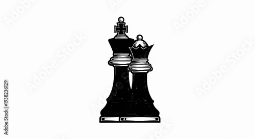 Stylized black chess king and queen pieces in silhouette