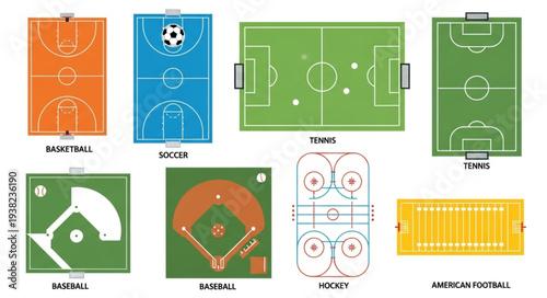 Collection of Various Sports Field Layouts and Designs.