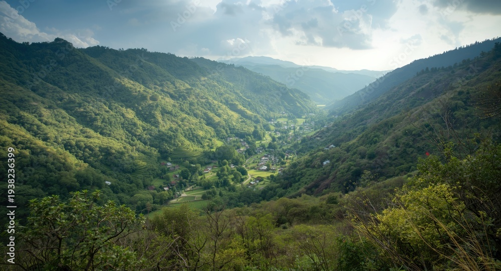 Fototapeta premium Breath taking wide shot of a flourishing valley environment
