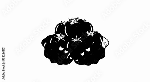 Pile of ripe, glossy, dark berries with white stems