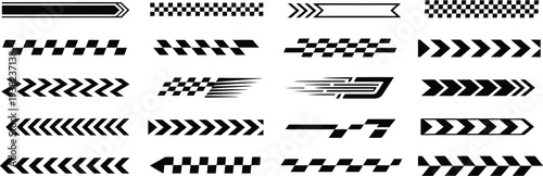 Black and white barcode abstract pattern with film and technology symbols