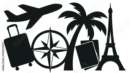 Global Travel and Tourism Silhouette Icons Collection