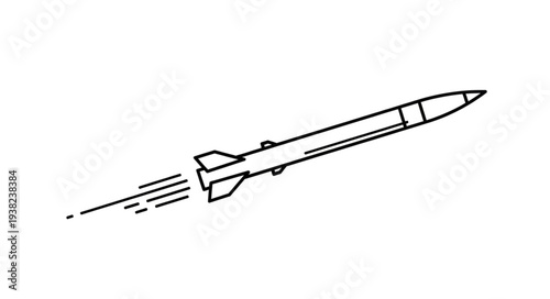 Simple Black and White Rocket Illustration.