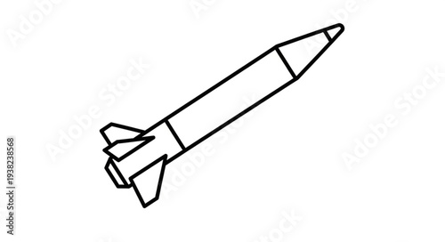 Simple Black and White Rocket Illustration.