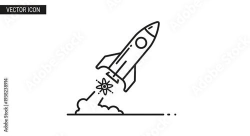 Simple Black and White Rocket Launch.