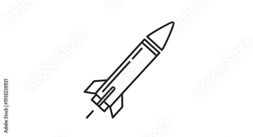 Simple Black and White Rocket Ship.