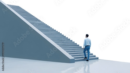 business man climbing stairs