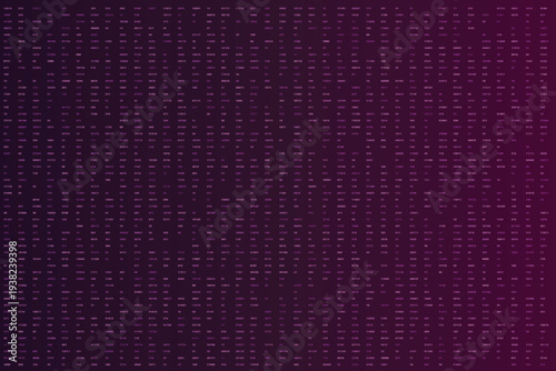 Dense array of purple binary code numbers on a dark background for technology and digital themes