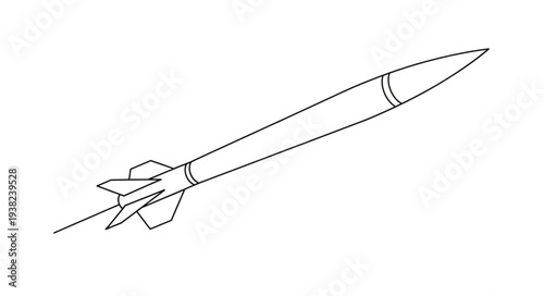 Simple Black and White Rocket Illustration.