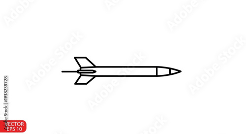 Simple Black and White Rocket Illustration.