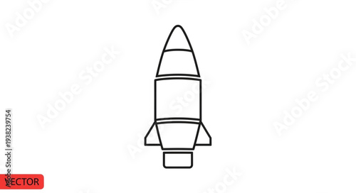 Simple Black and White Rocket Illustration.